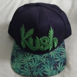 Leaf Print Snapback Hat with Green Embroidered Script